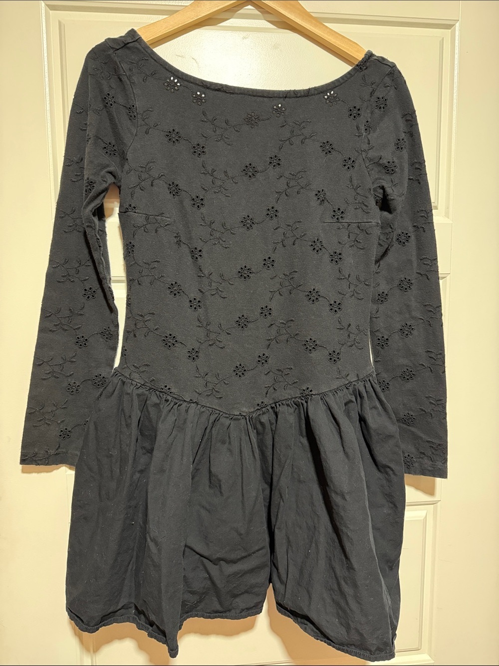 Free People Surley Mini Dress. Black M bubble skirt eyelet top - Picture 2 of 6